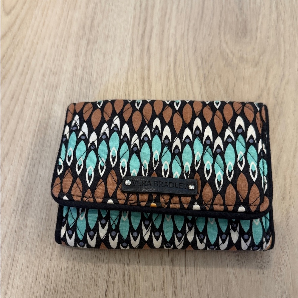 Vera Bradley Teal and Brown Patterned Wallet